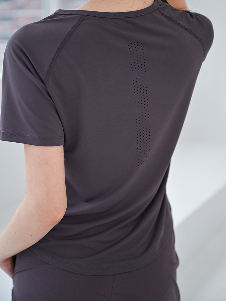 Pilates Yoga Morning - เสื้อยืดโยคะบางระบายอากาศได้ดีสำหรับผู้หญิง - เสื้อออกกำลังกายพิลาทิสทรงเข้ารูปสำหรับฤดูร้อน แขนสั้น แห้งเร็ว เหมาะสำหรับวิ่งตอนเช้า