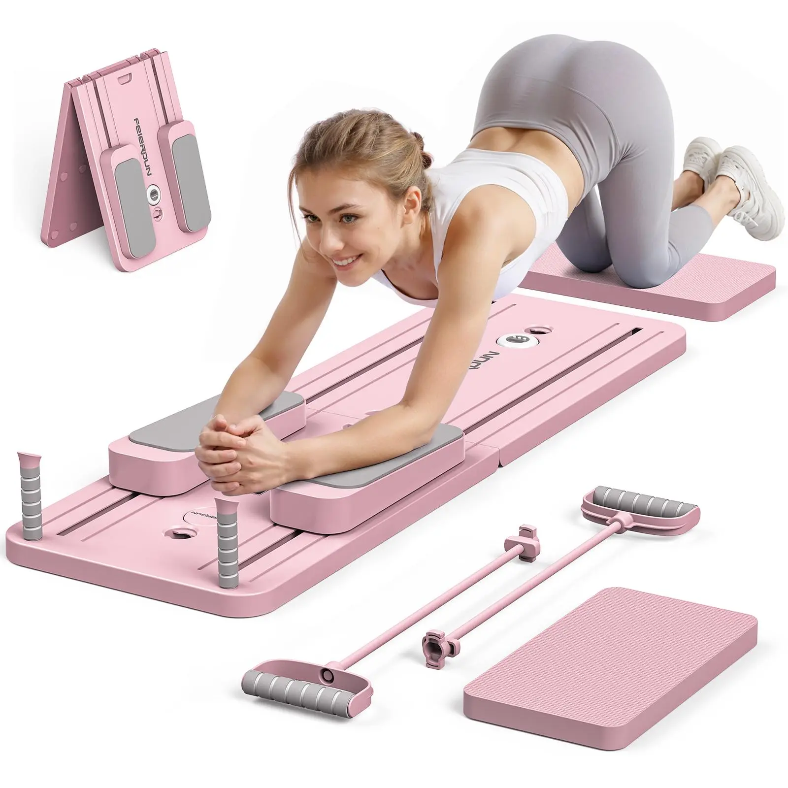 Pilates Yoga Core - บอร์ดพิลาทิสแบบพับได้ อุปกรณ์ฝึกกล้ามเนื้อหน้าท้องอเนกประสงค์ เครื่องออกกำลังกายหน้าท้องสำหรับยิมที่บ้าน อุปกรณ์โยคะพิลาทิสแบบใช้งานคู่สำหรับกระชับเอวและขา