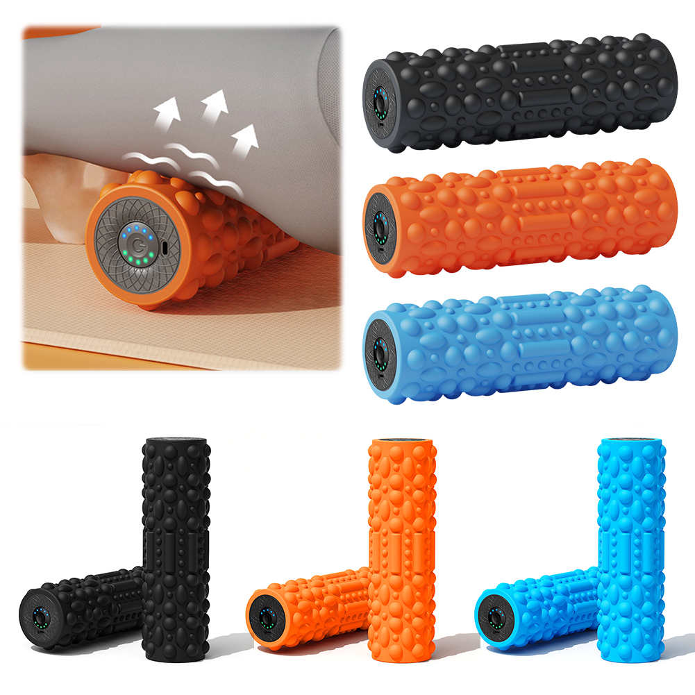 Pilates Yoga Roller - ลูกกลิ้งโฟมไฟฟ้าแบบสั่น สำหรับออกกำลังกาย ชาร์จไฟได้ ลูกกลิ้งนวดกล้ามเนื้อ 5 โหมด