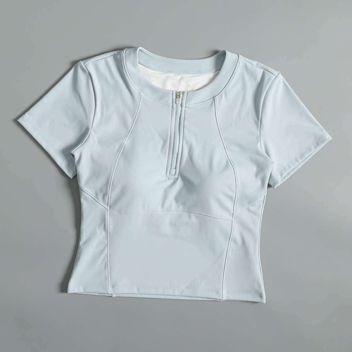 เสื้อโยคะแขนสั้นแบบซิปครึ่งตัว - Pilates Yoga Morning บทวิจารณ์และราคา