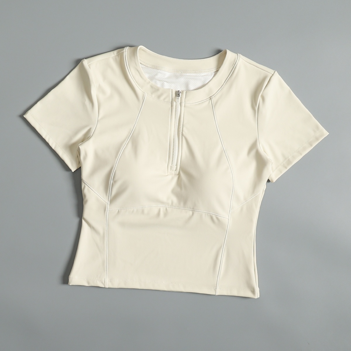 เสื้อโยคะแขนสั้นแบบซิปครึ่งตัว - Pilates Yoga Morning บทวิจารณ์และราคา