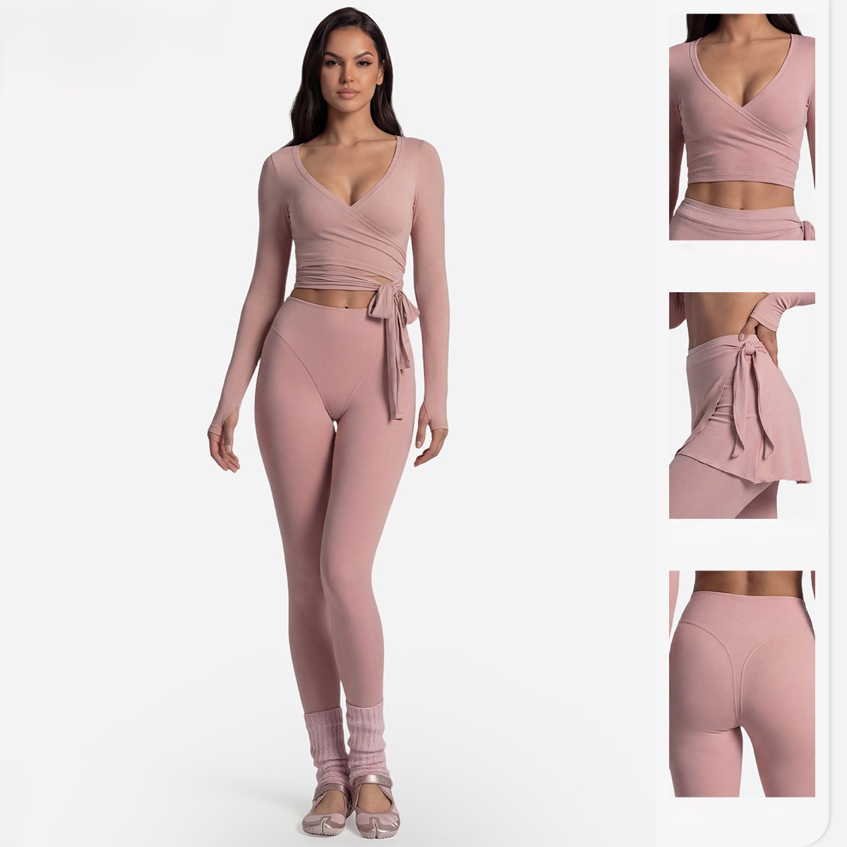 เสื้อโยคะแขนยาวแบบไขว้ด้านหน้า - Pilates Yoga Core บทวิจารณ์และราคา