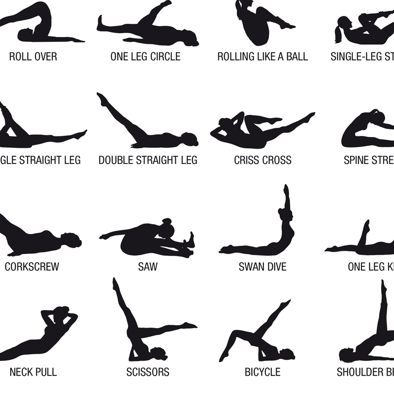 โปสเตอร์แผนภาพการออกกำลังกายพิ - Pilates Yoga Gym บทวิจารณ์และราคา