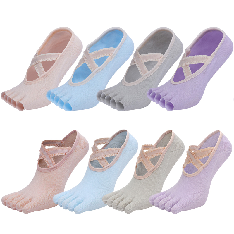 ห้านิ้วถุงเท้าโยคะลูกไม้ Cross - Pilates Yoga Gym บทวิจารณ์และราคา